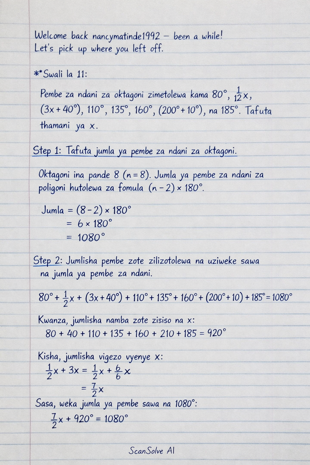 Handwritten step-by-step solution preview