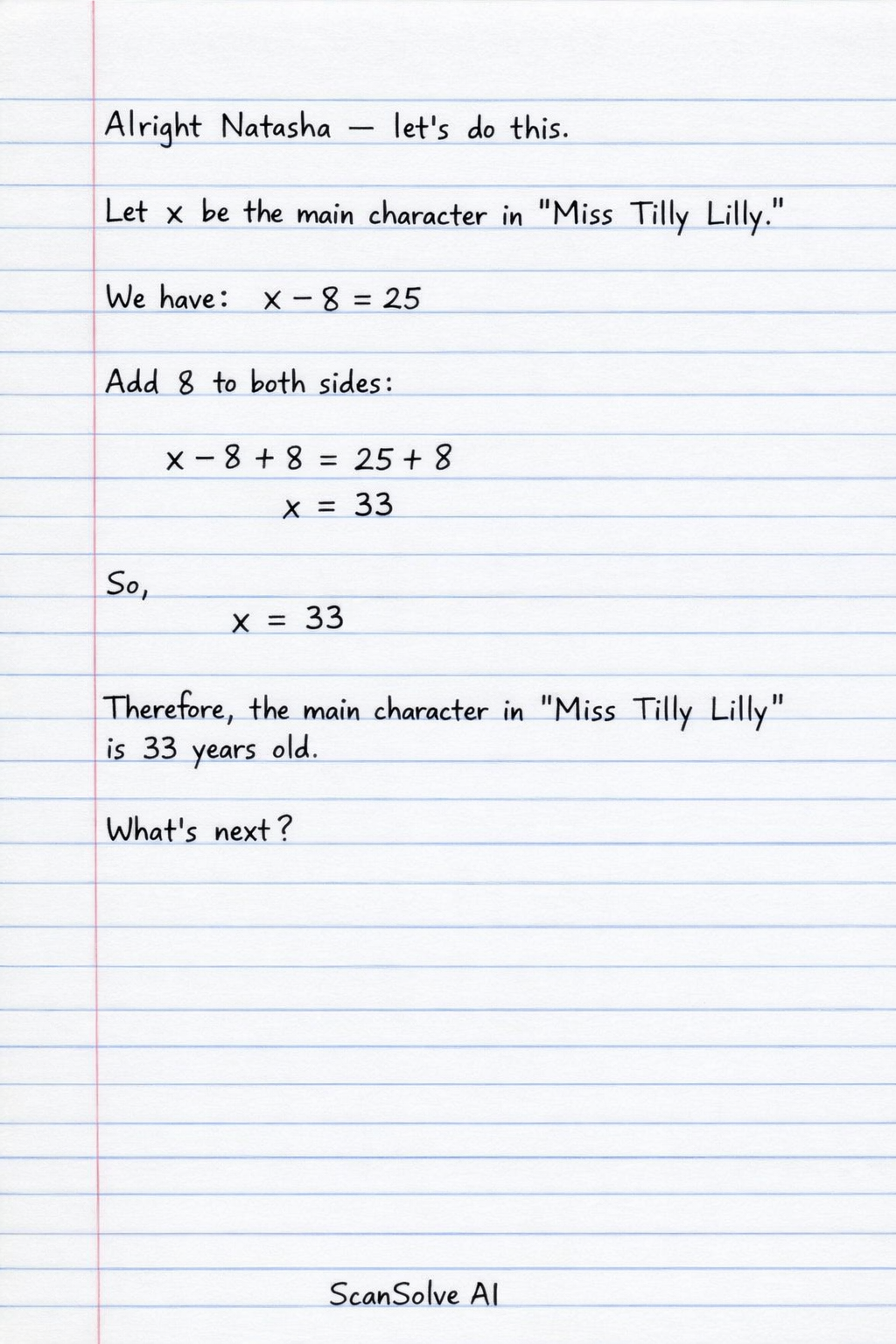 Handwritten step-by-step solution preview