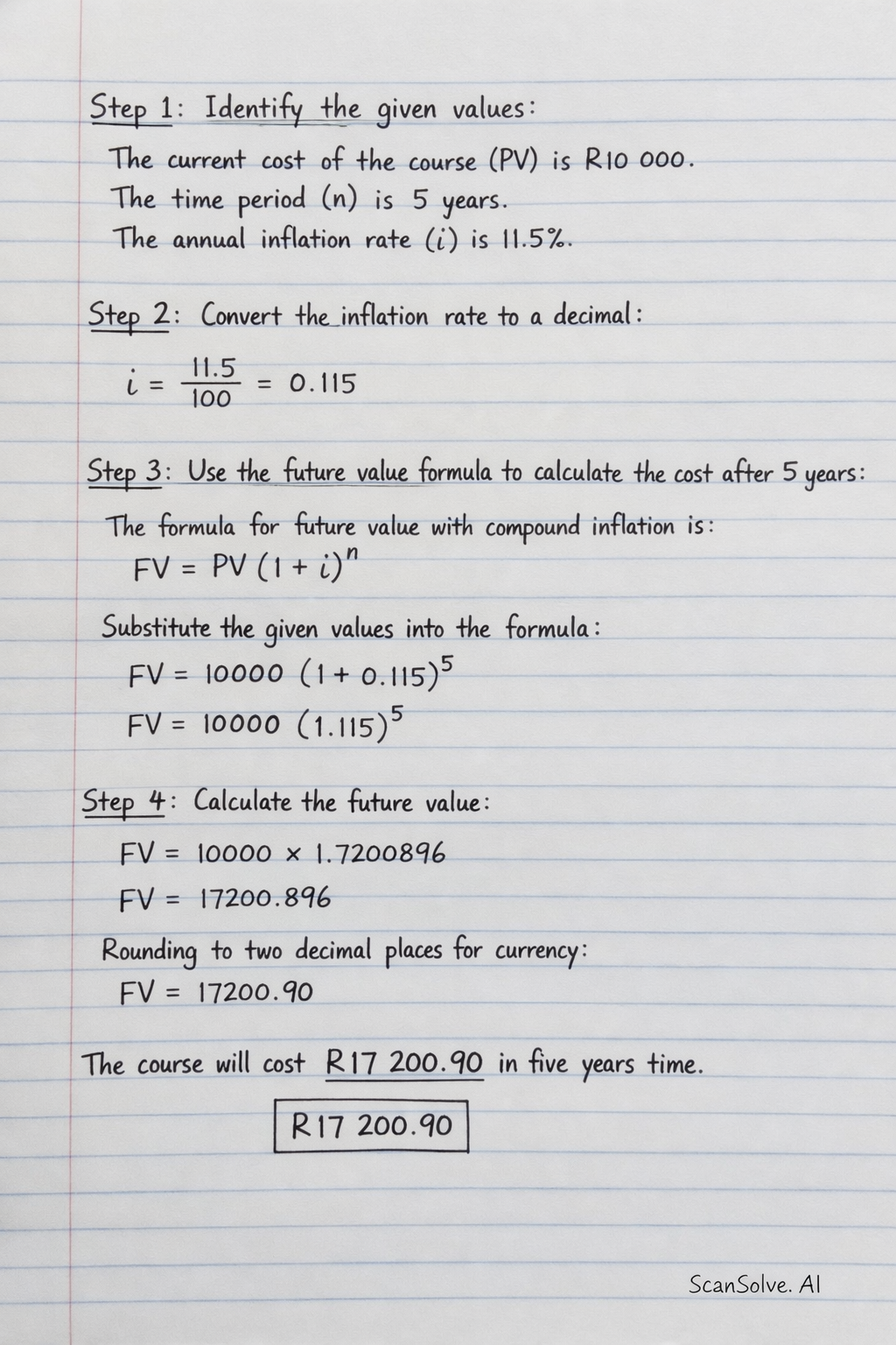 Handwritten step-by-step solution preview