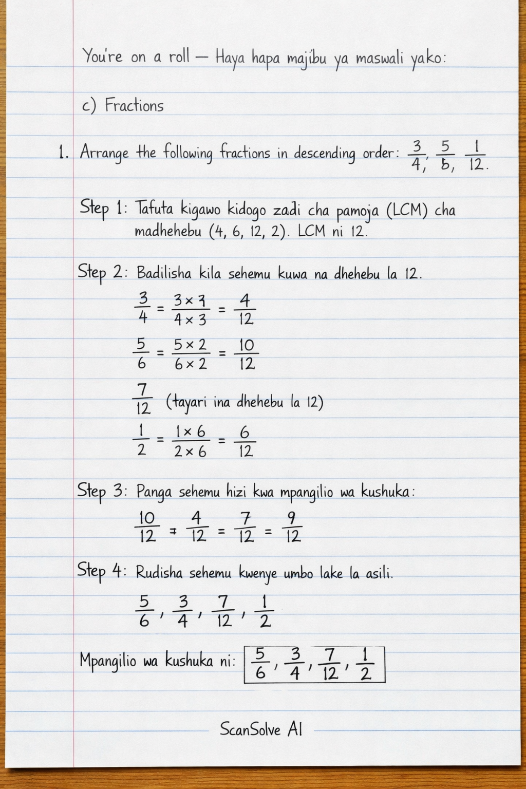 Handwritten step-by-step solution preview