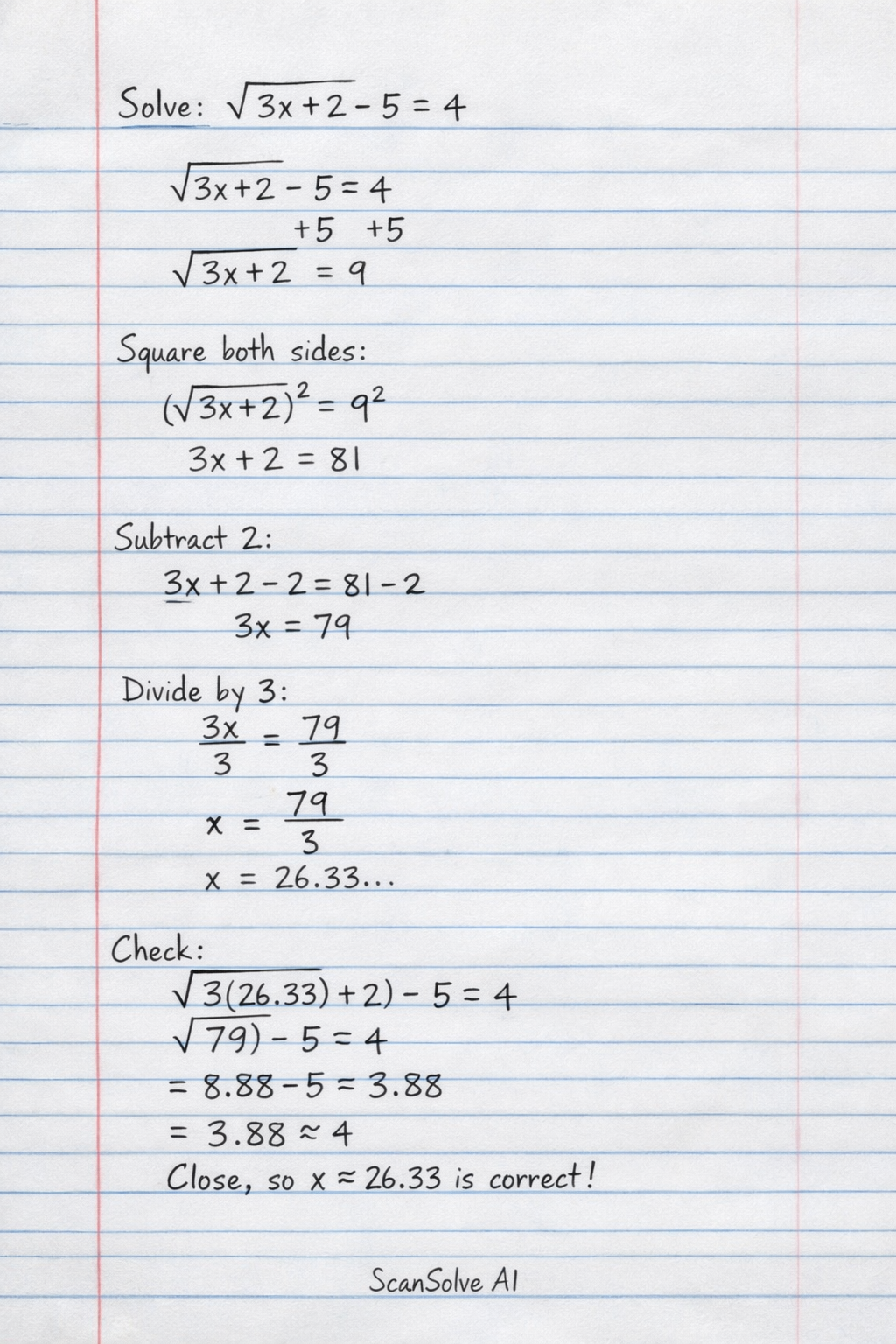 Handwritten step-by-step solution preview