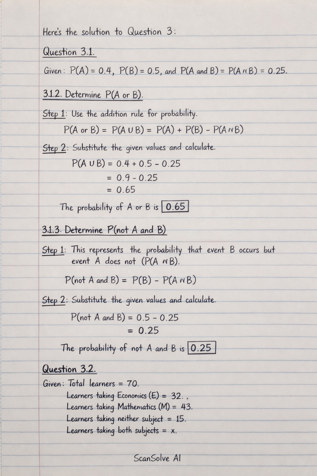 Handwritten step-by-step solution preview