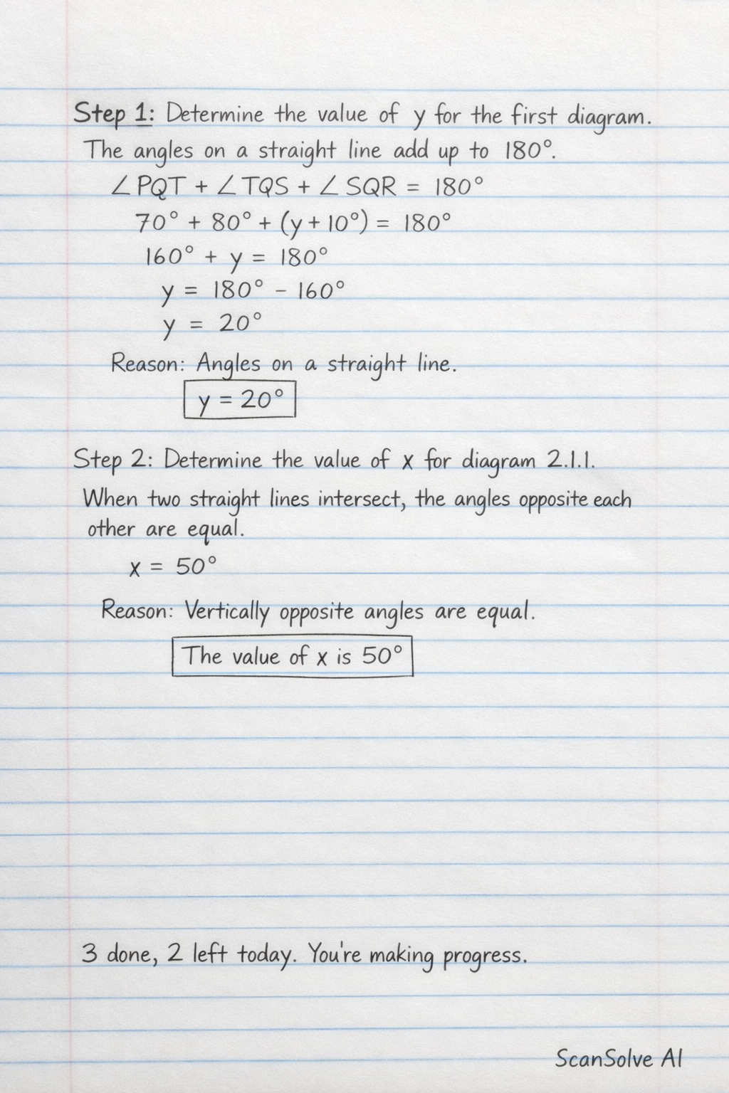 Handwritten step-by-step solution preview