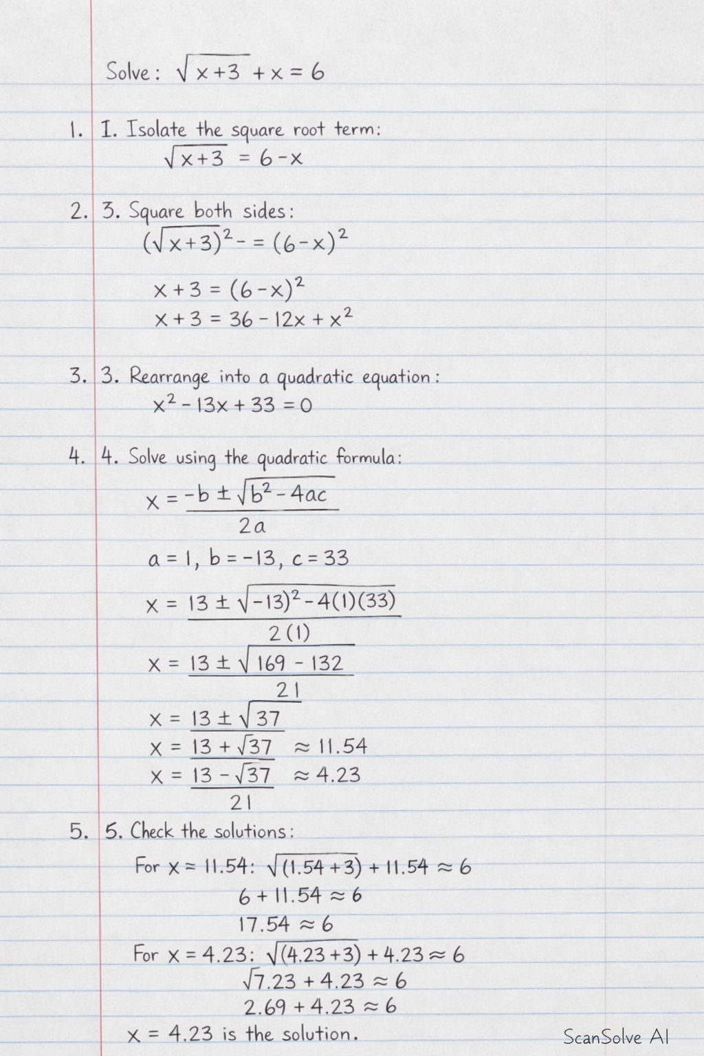 Handwritten step-by-step solution preview