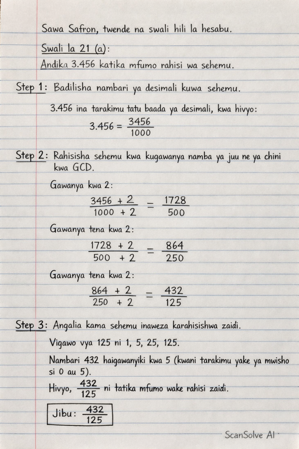 Handwritten step-by-step solution preview