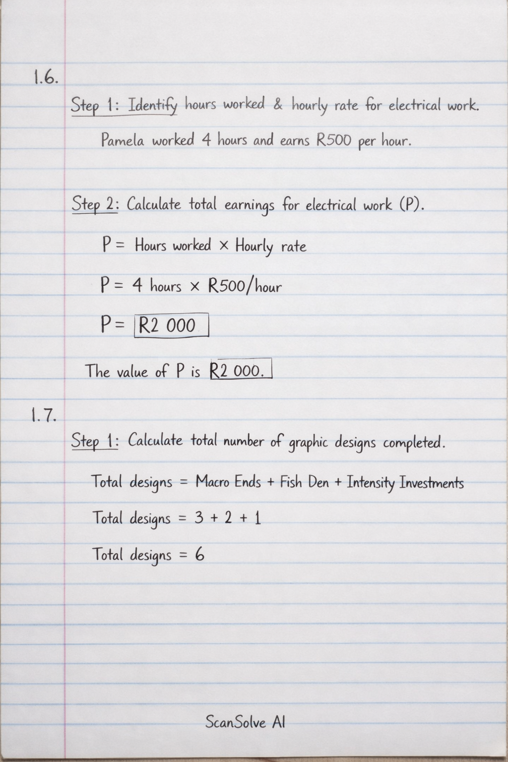 Handwritten step-by-step solution preview