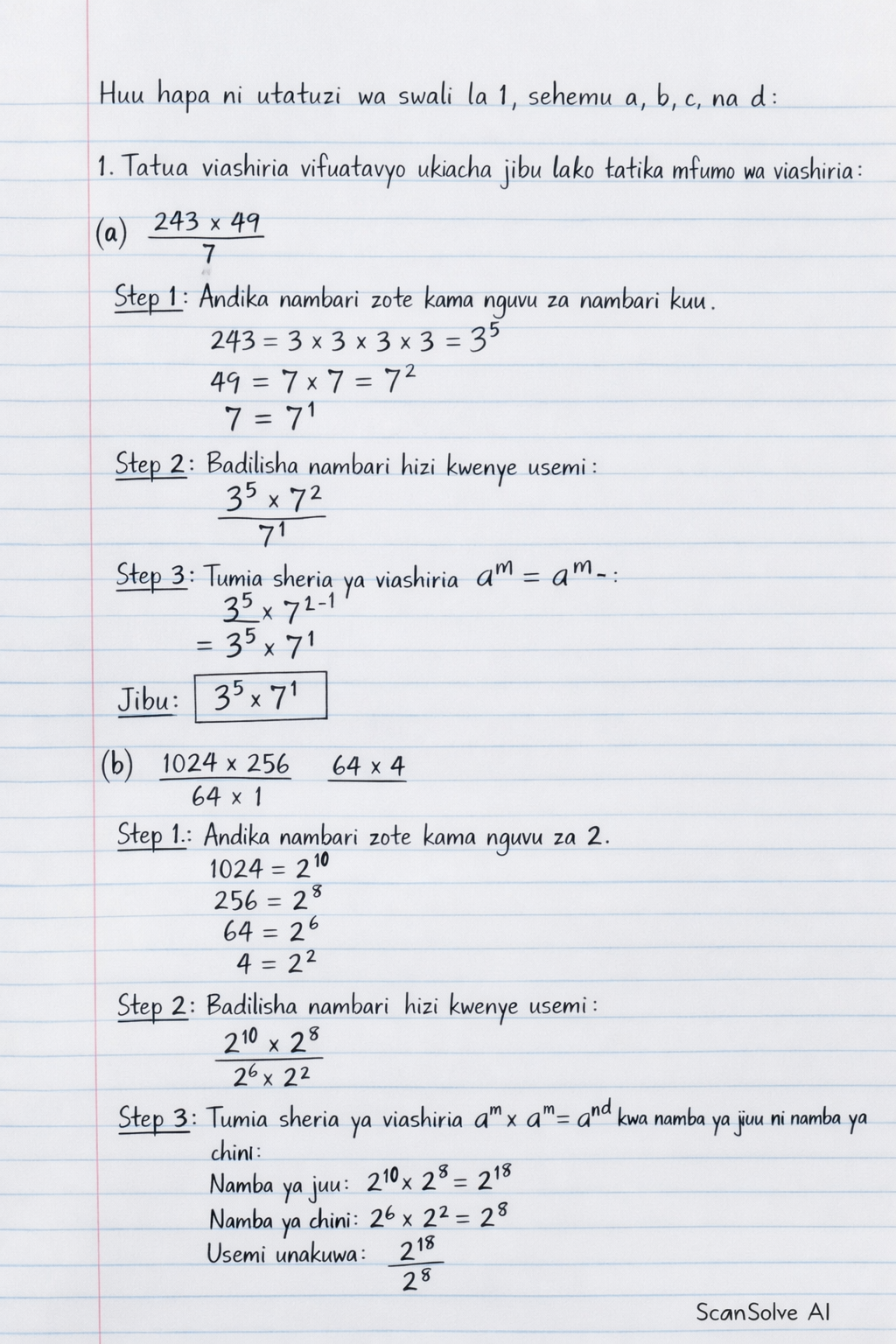 Handwritten step-by-step solution preview