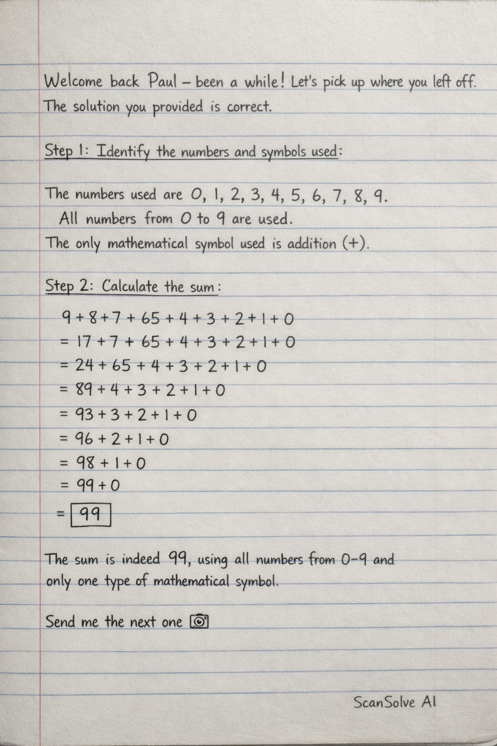 Handwritten step-by-step solution preview