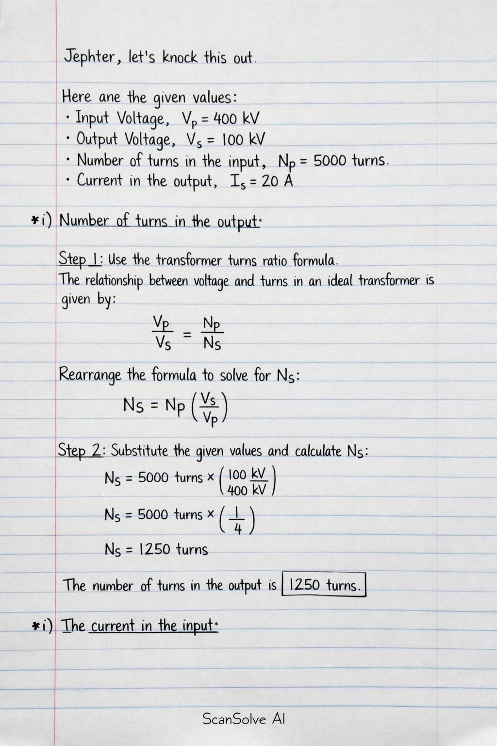 Handwritten step-by-step solution preview