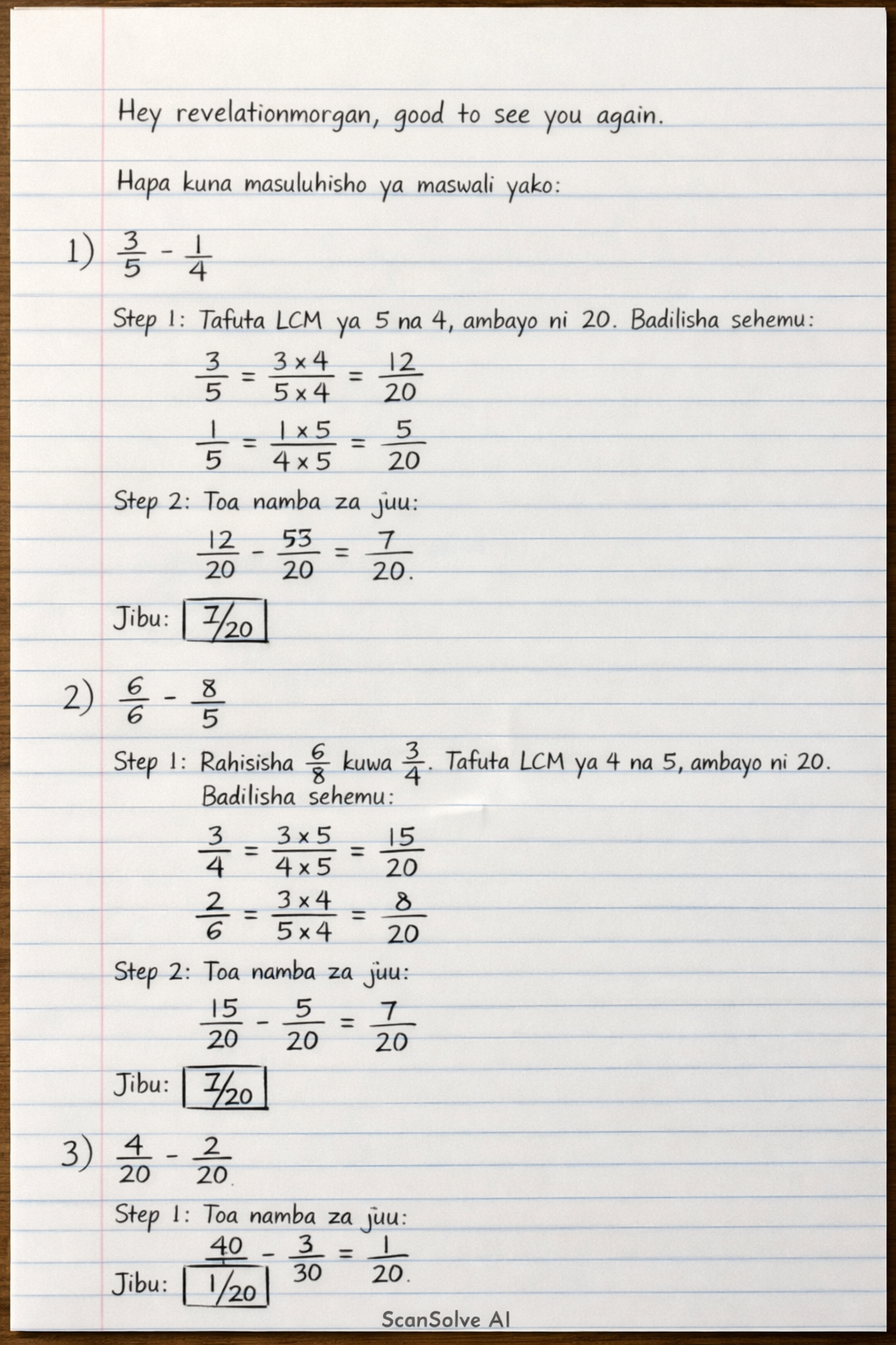 Handwritten step-by-step solution preview