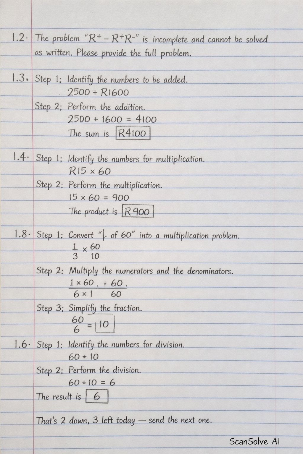 Handwritten step-by-step solution preview