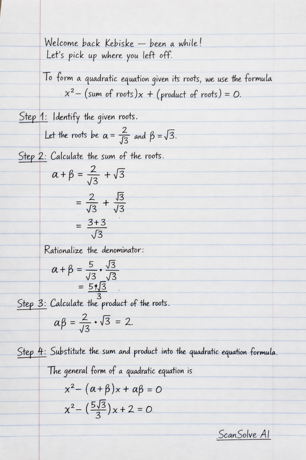 Handwritten step-by-step solution preview