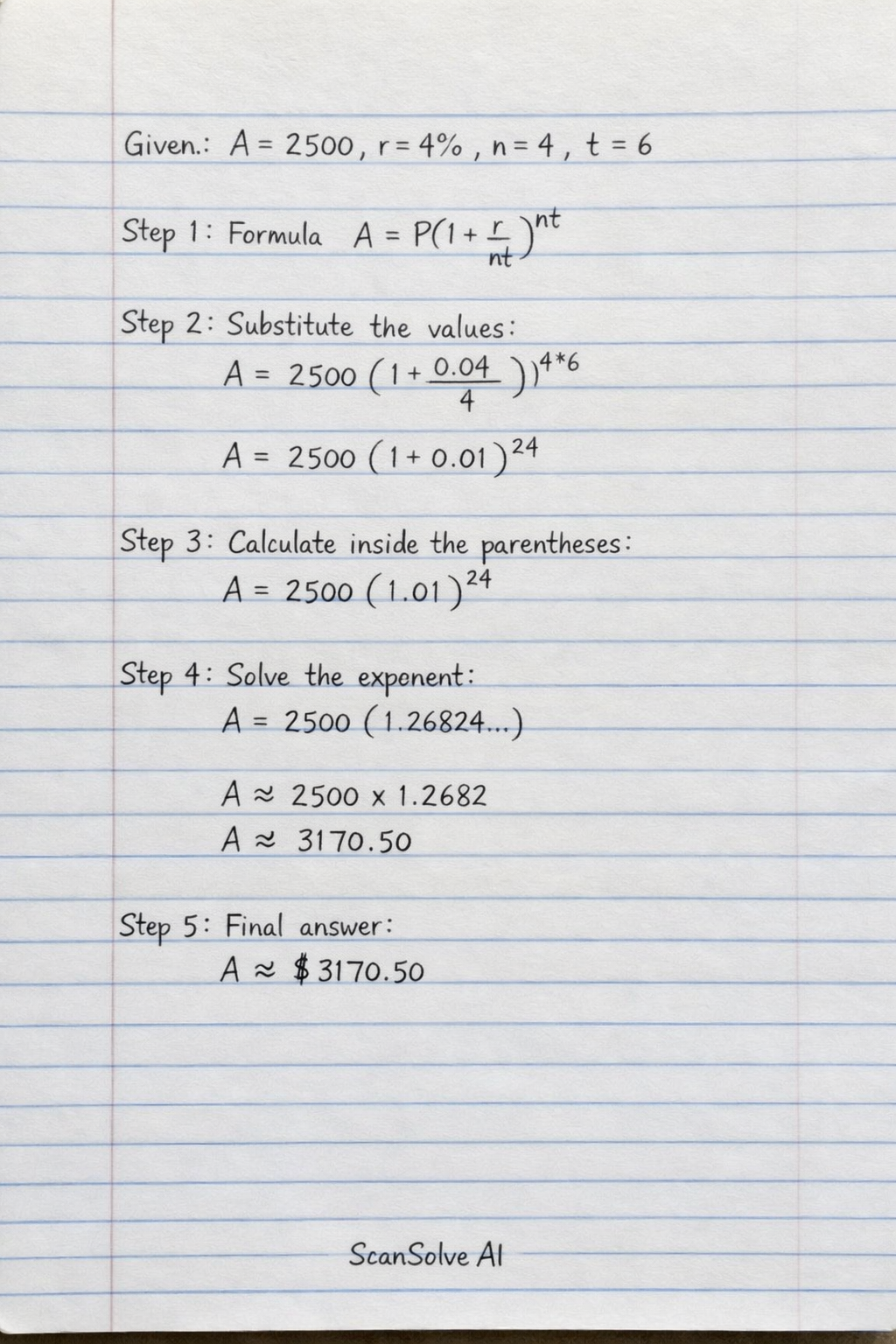 Handwritten step-by-step solution preview