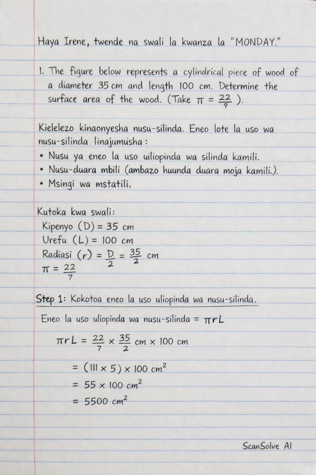 Handwritten step-by-step solution preview