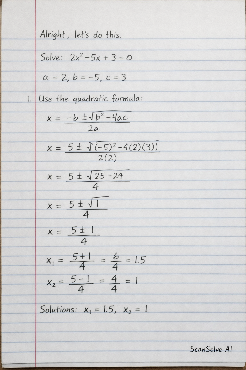 Handwritten step-by-step solution preview