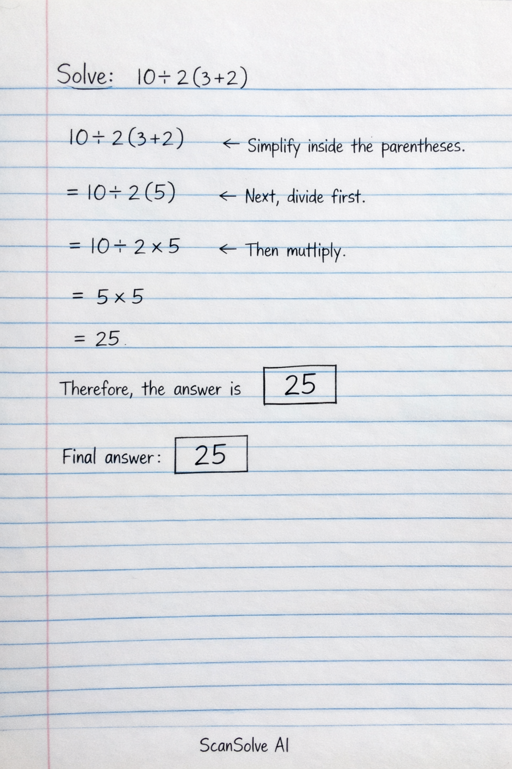Handwritten step-by-step solution preview