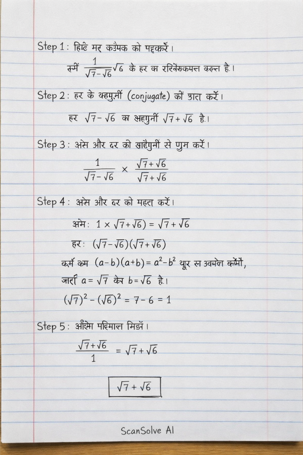 Handwritten step-by-step solution preview