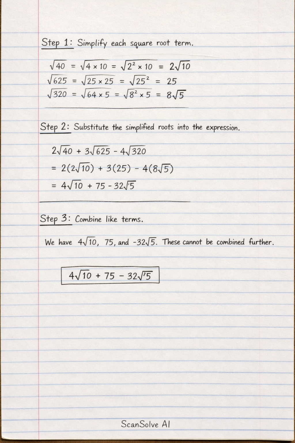 Handwritten step-by-step solution preview
