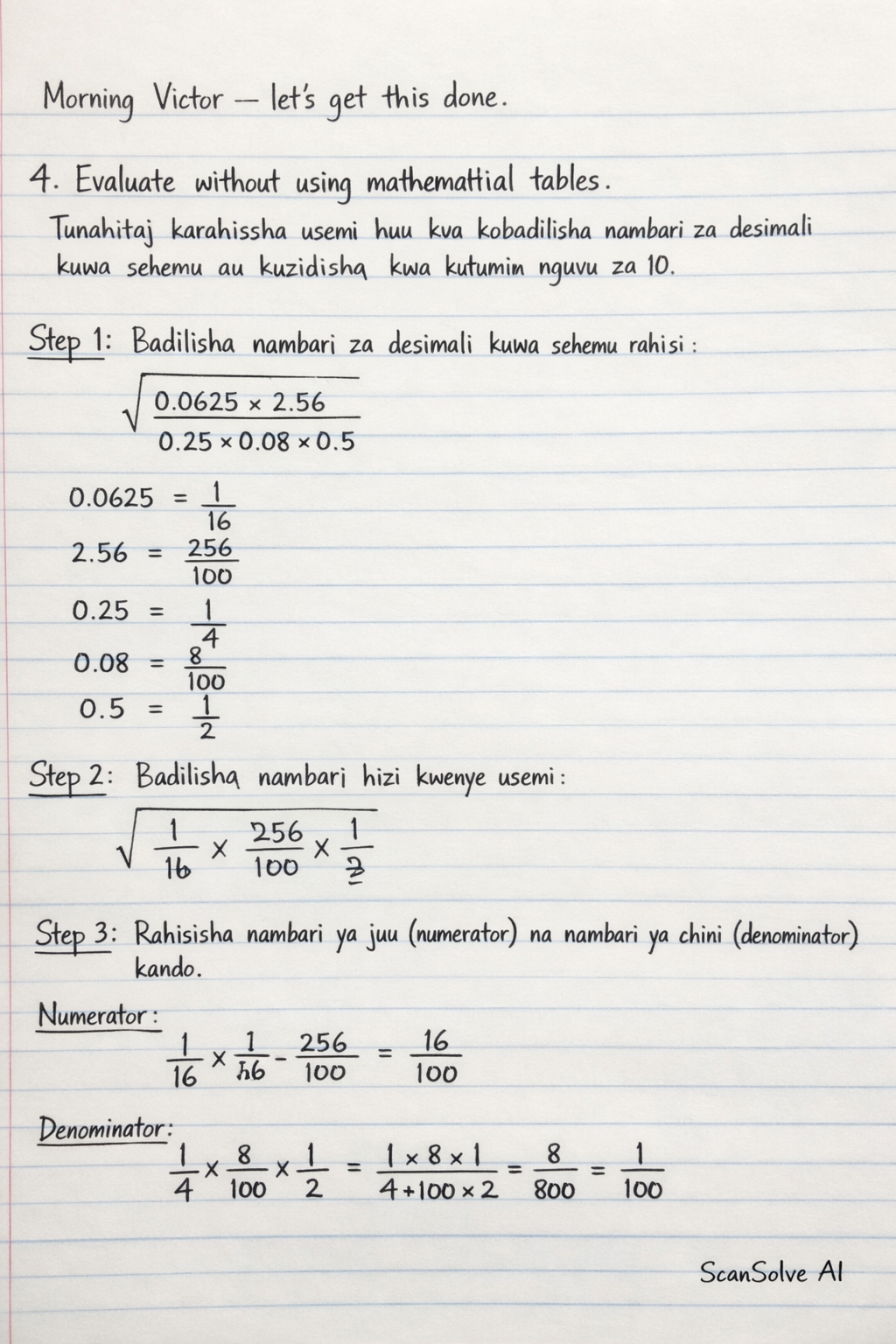 Handwritten step-by-step solution preview