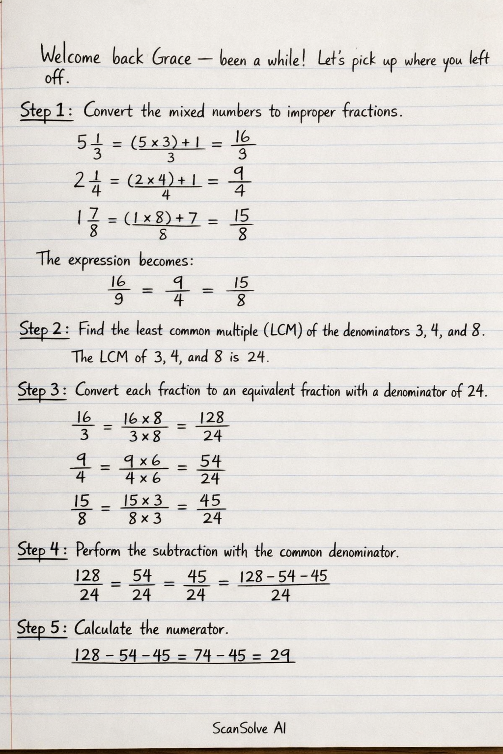 Handwritten step-by-step solution preview