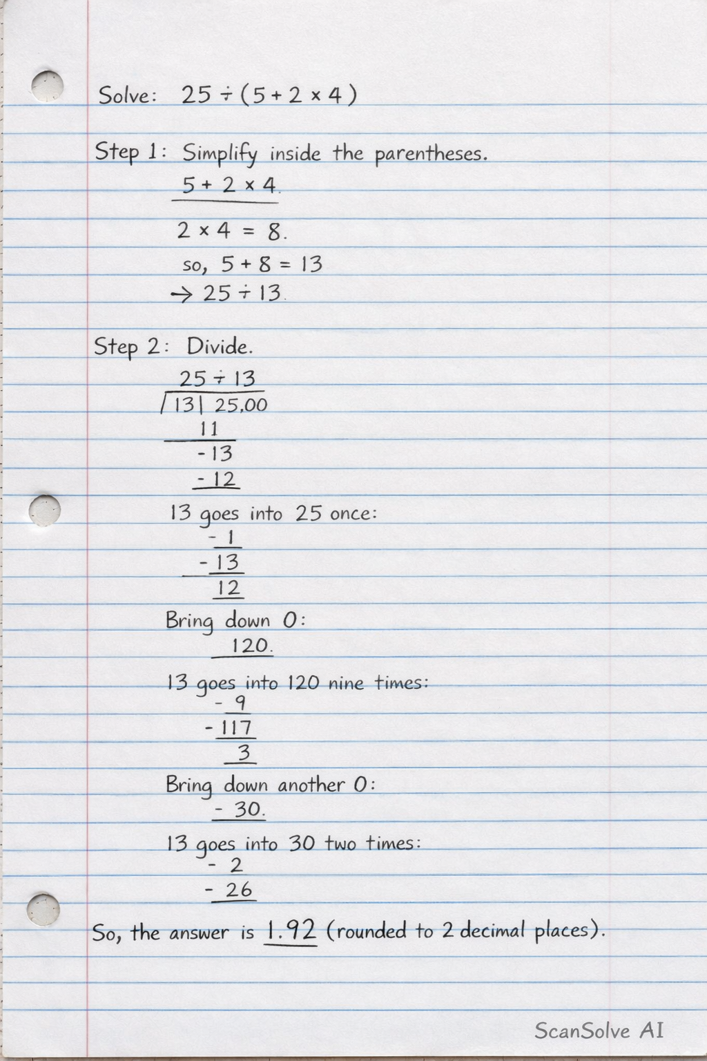 Handwritten step-by-step solution preview