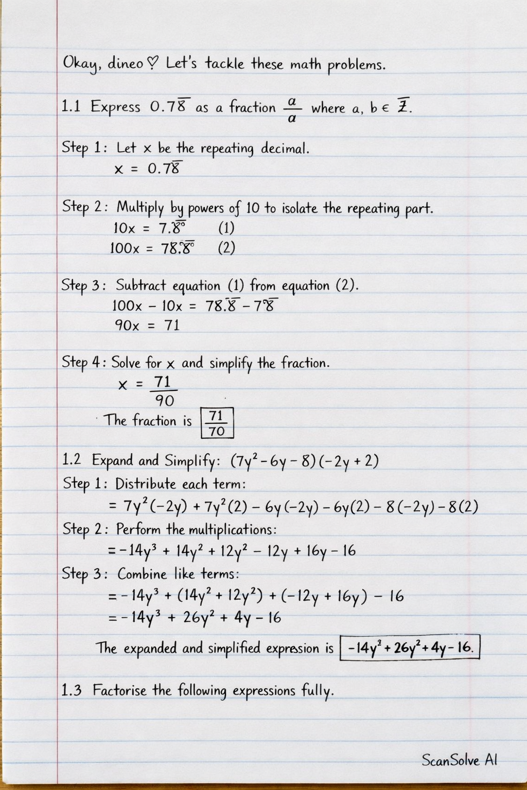 Handwritten step-by-step solution preview
