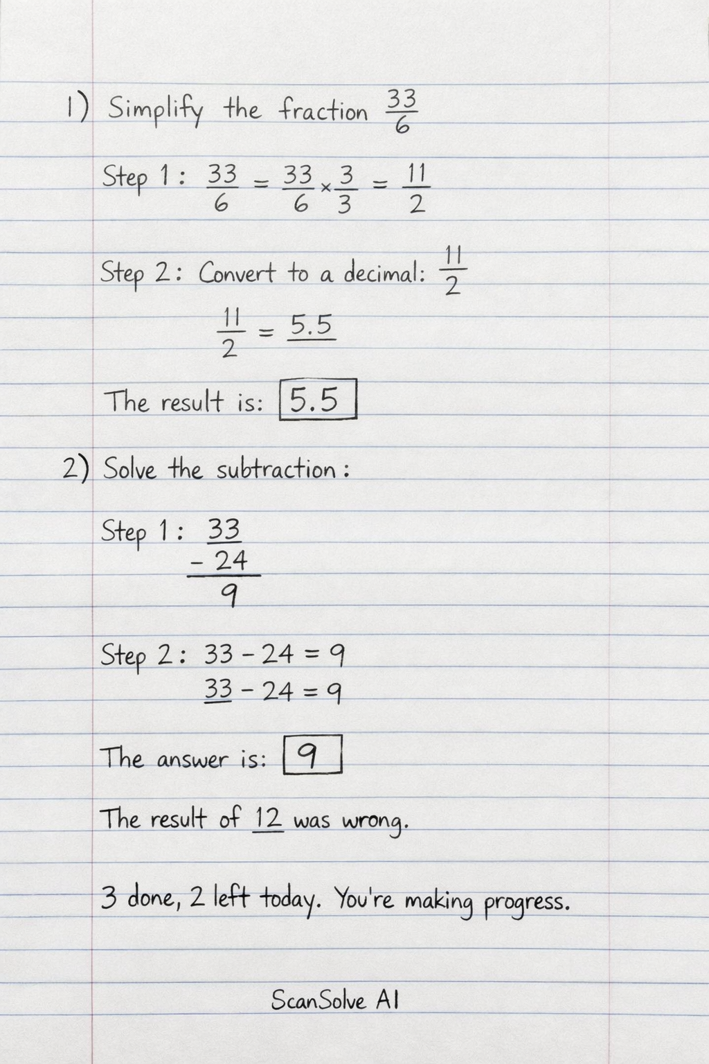Handwritten step-by-step solution preview