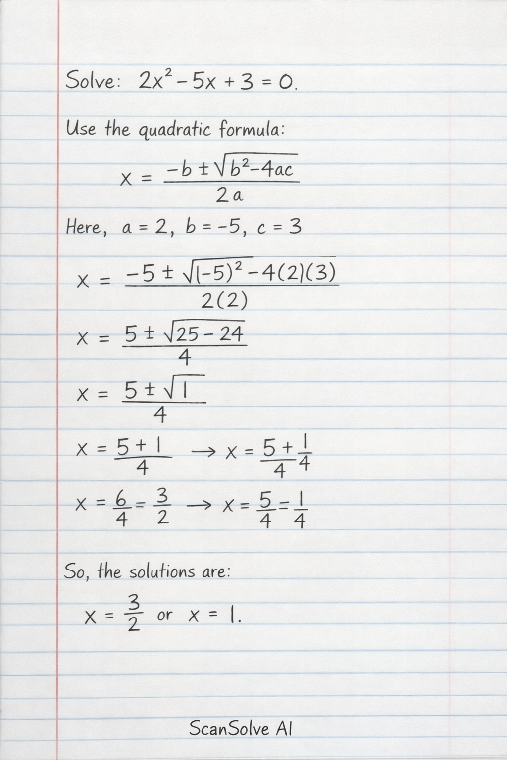 Handwritten step-by-step solution preview