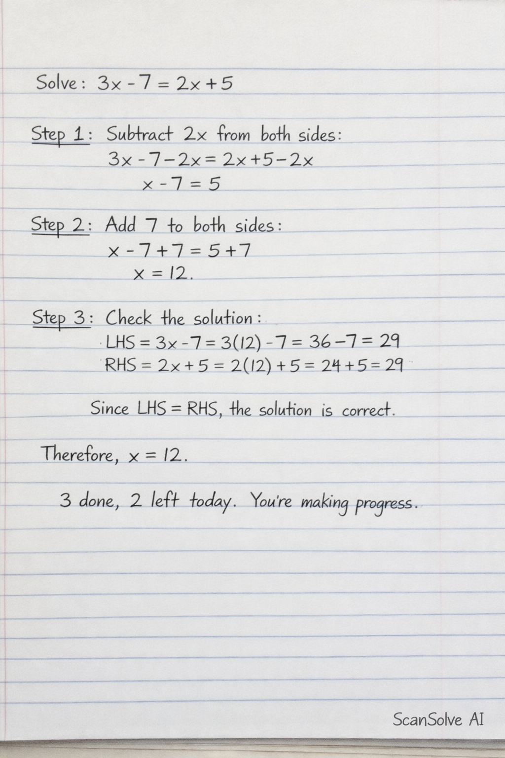 Handwritten step-by-step solution preview