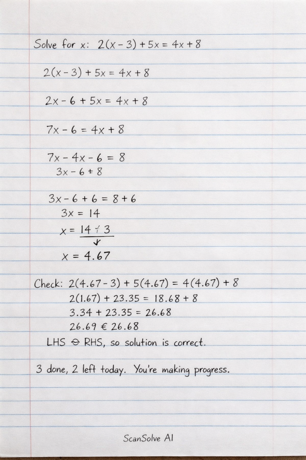Handwritten step-by-step solution preview