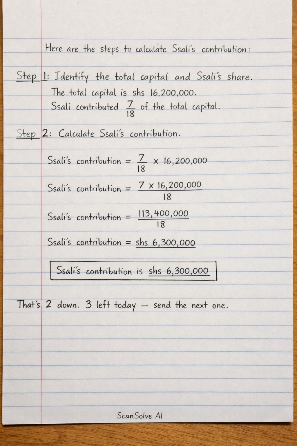 Handwritten step-by-step solution preview