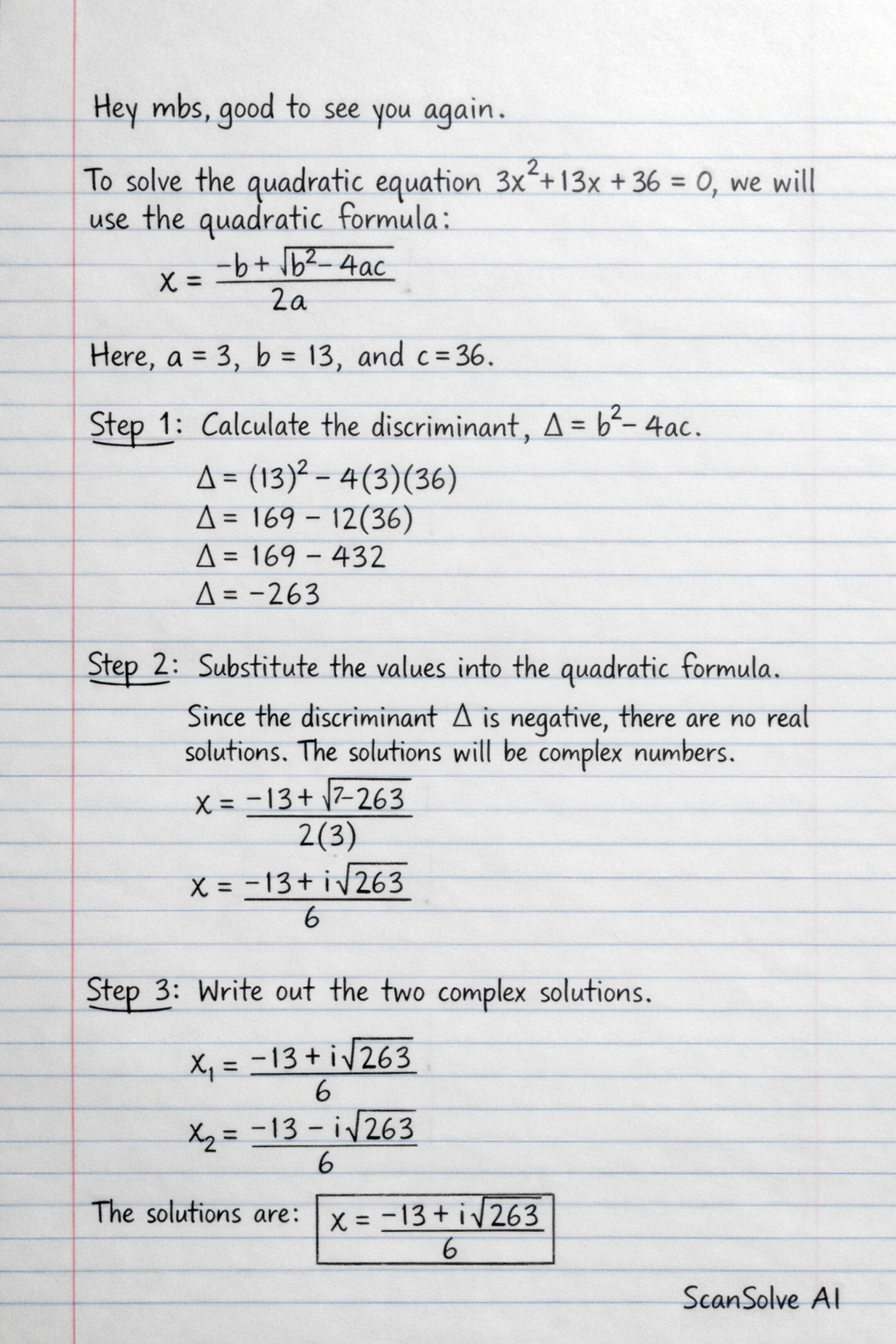 Handwritten step-by-step solution preview