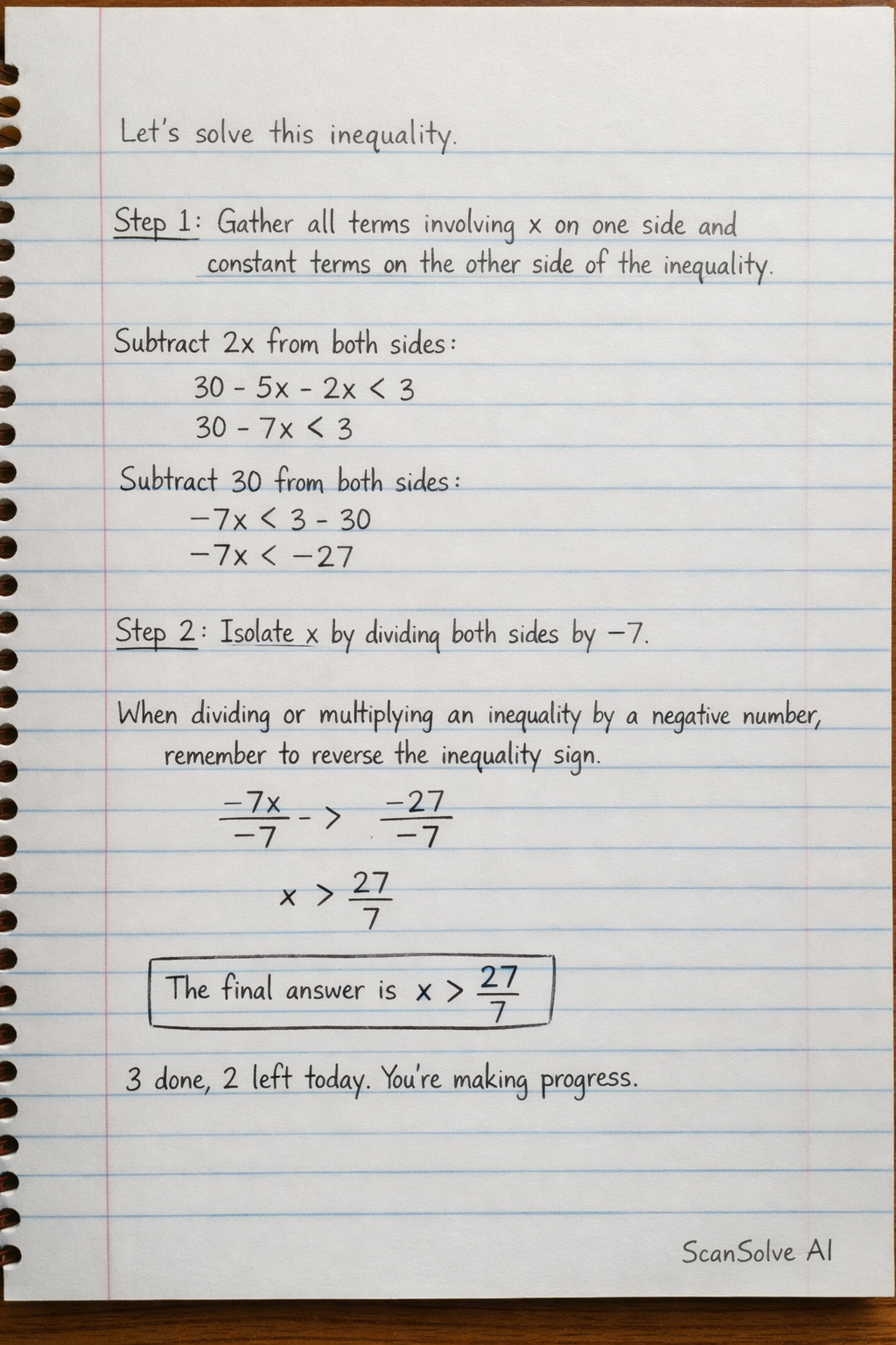 Handwritten step-by-step solution preview