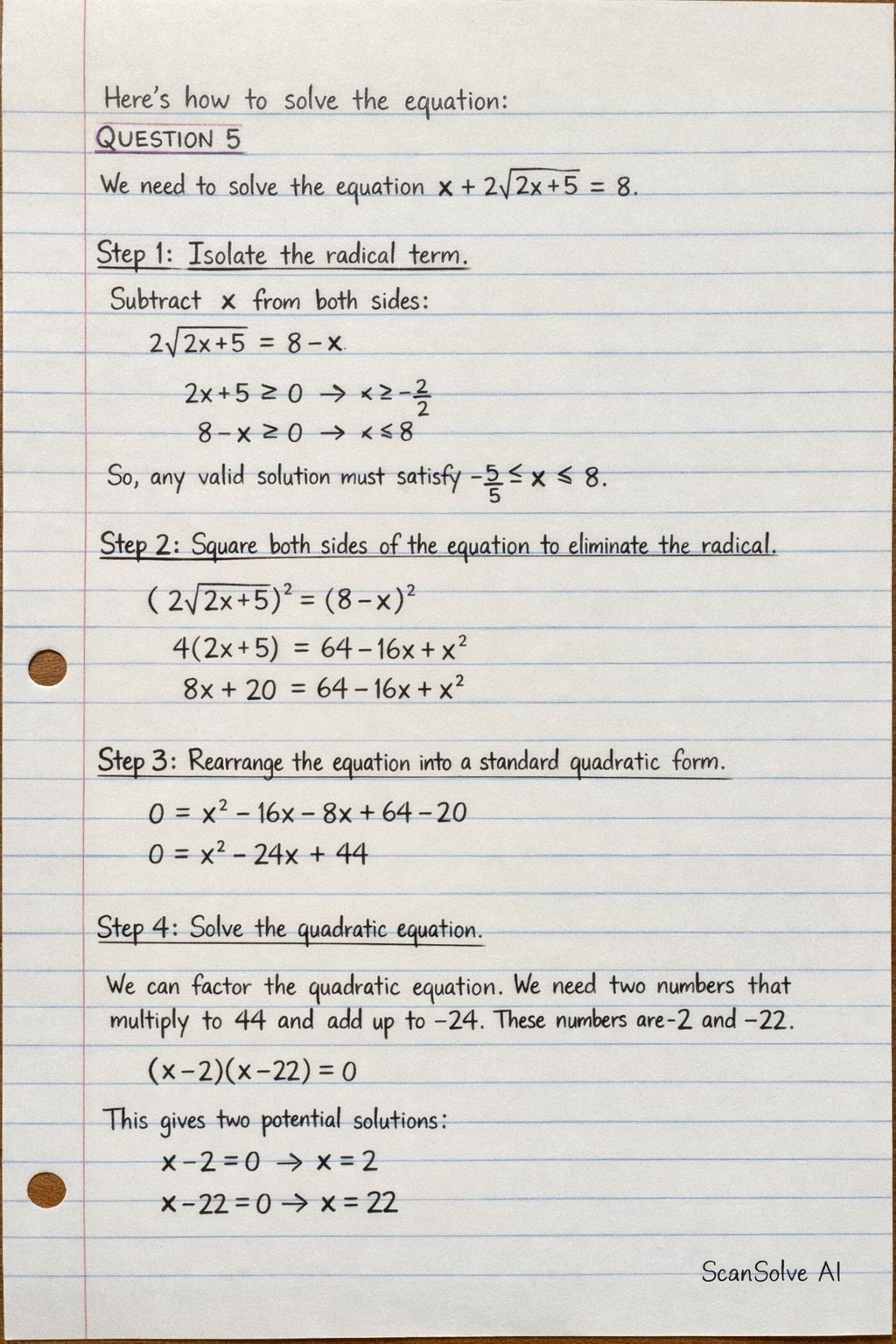 Handwritten step-by-step solution preview