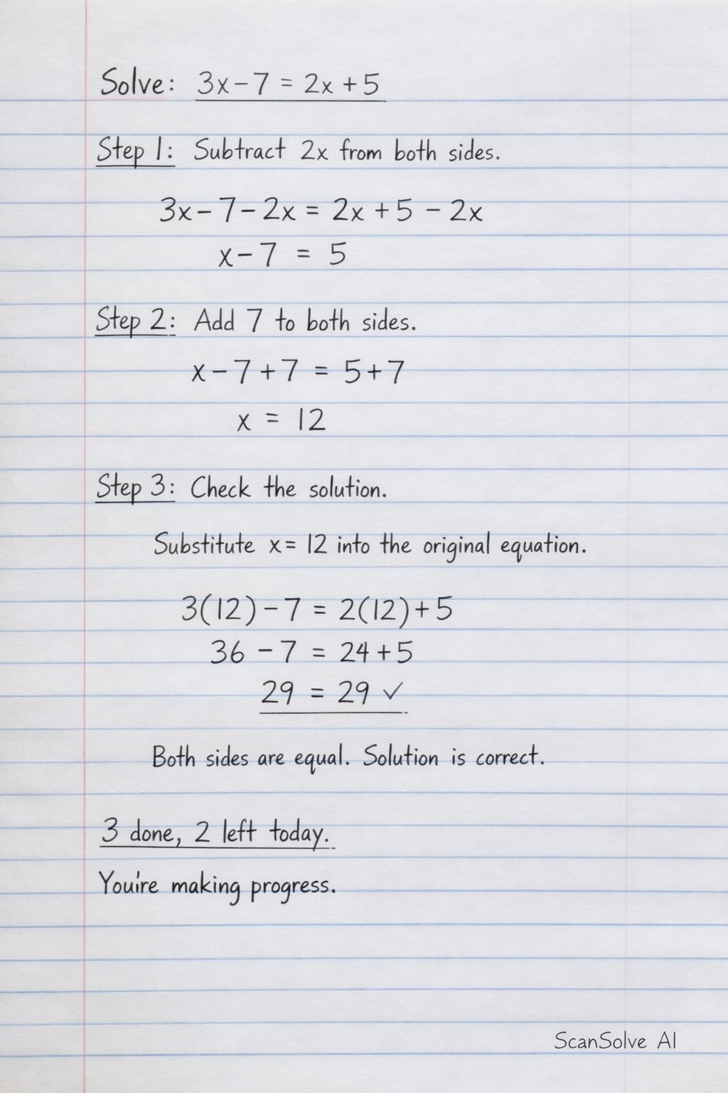 Handwritten step-by-step solution preview