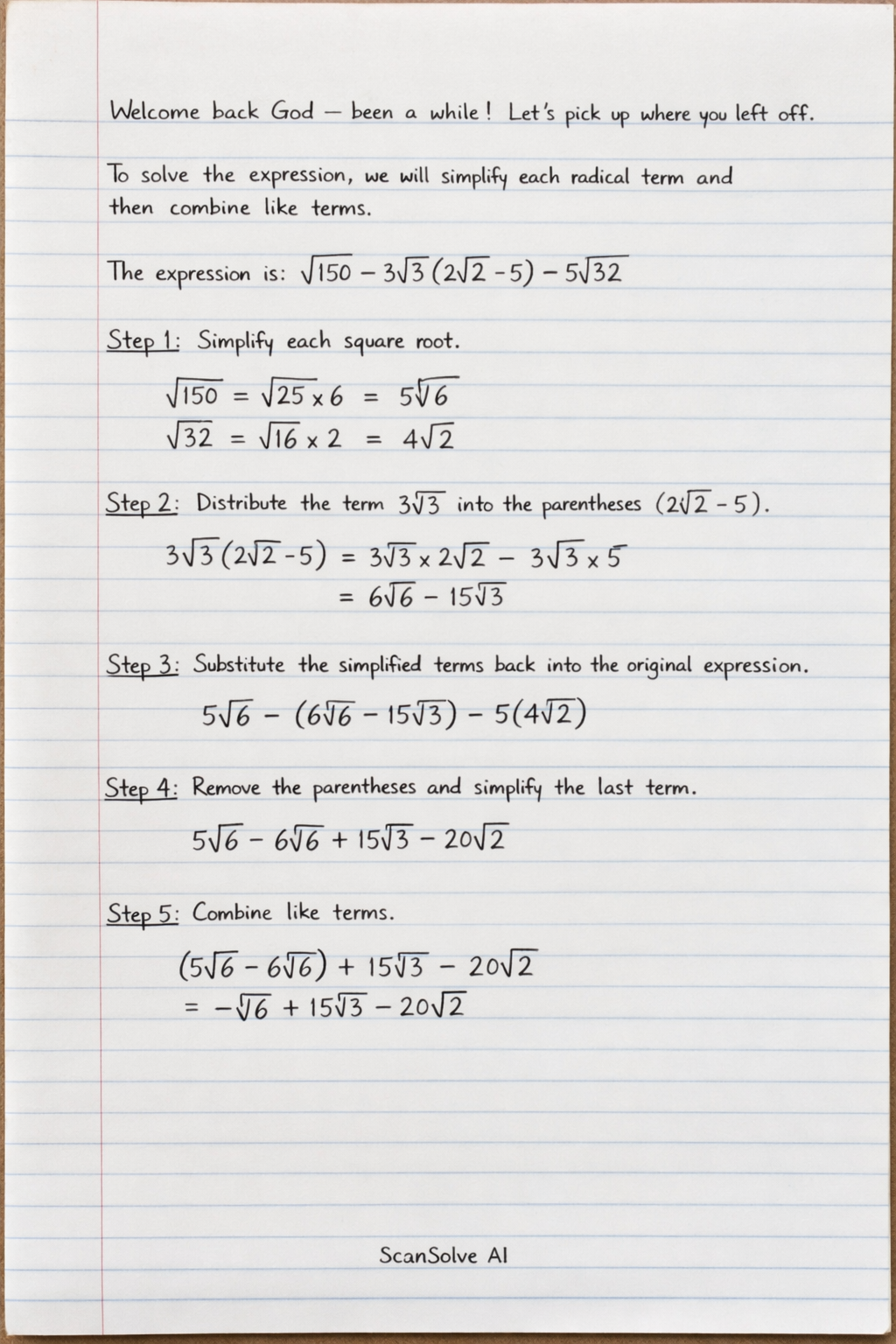 Handwritten step-by-step solution preview