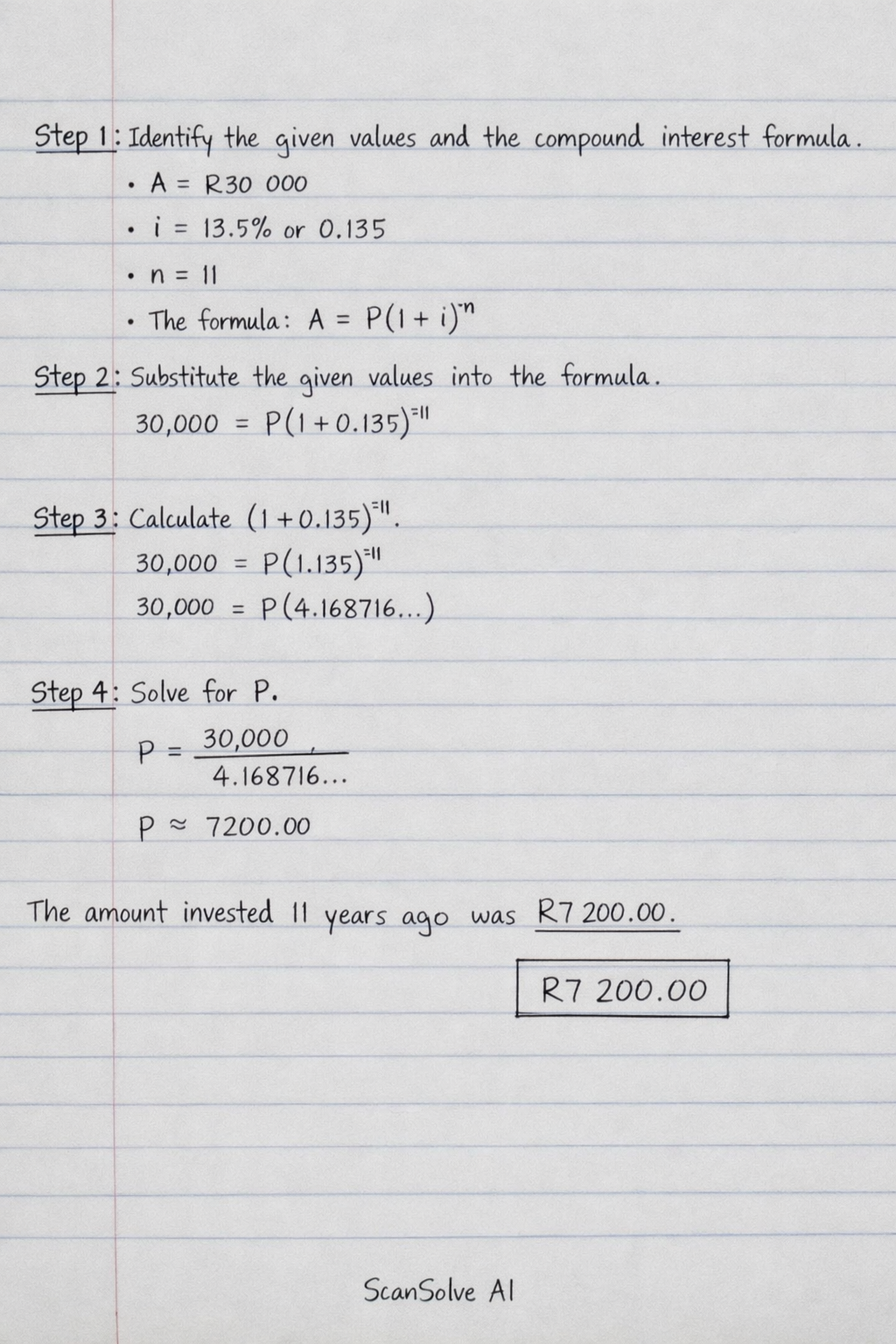 Handwritten step-by-step solution preview