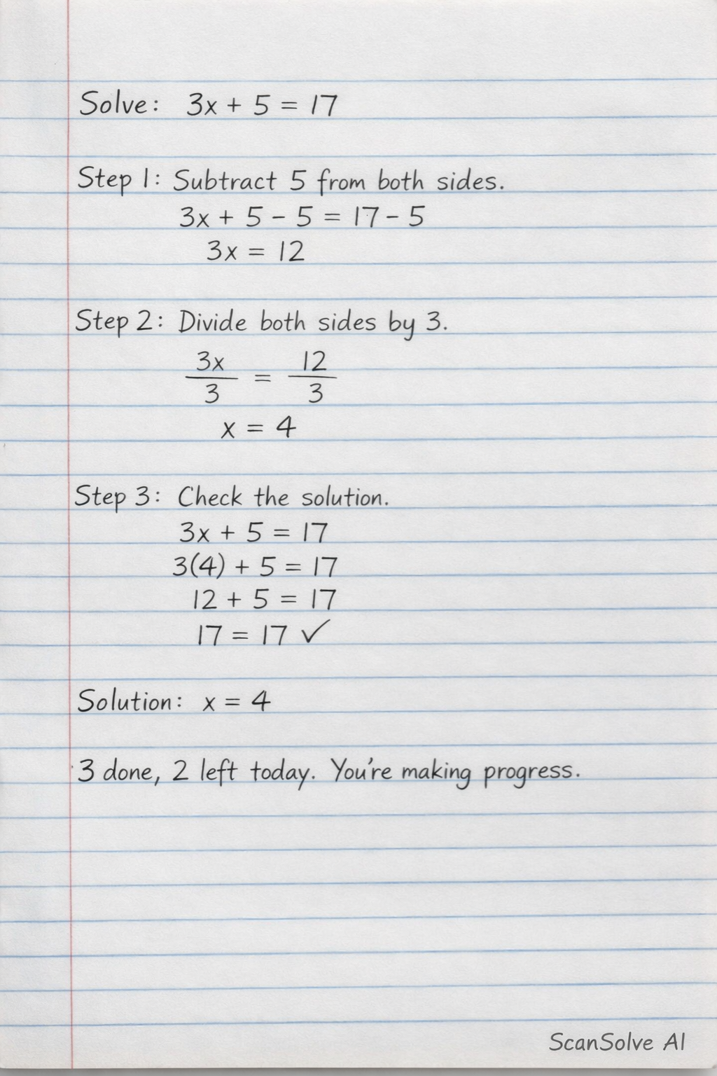 Handwritten step-by-step solution preview