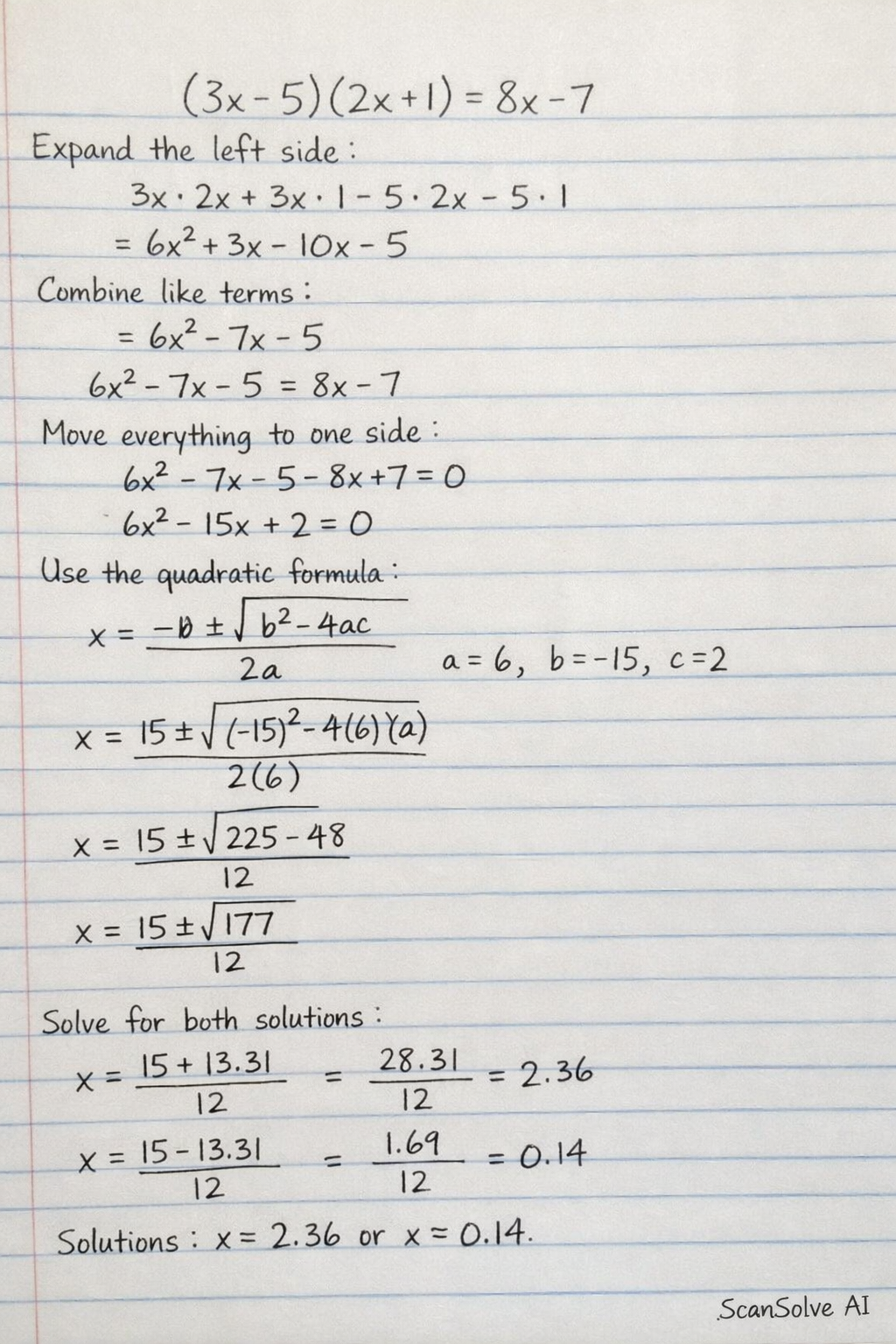 Handwritten step-by-step solution preview