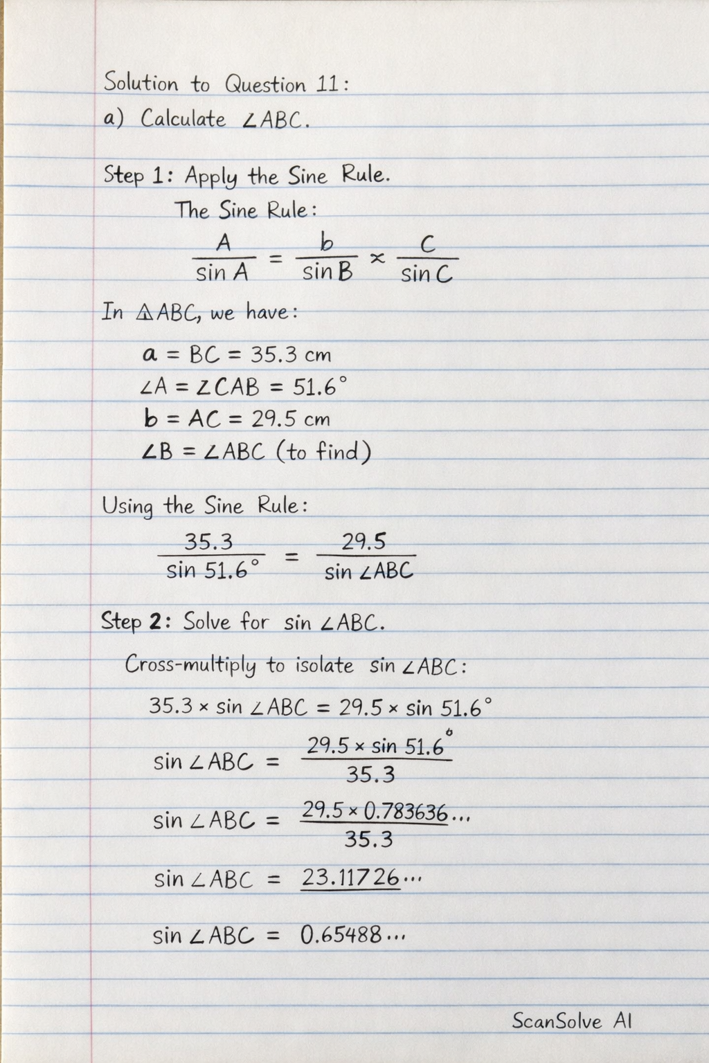 Handwritten step-by-step solution preview