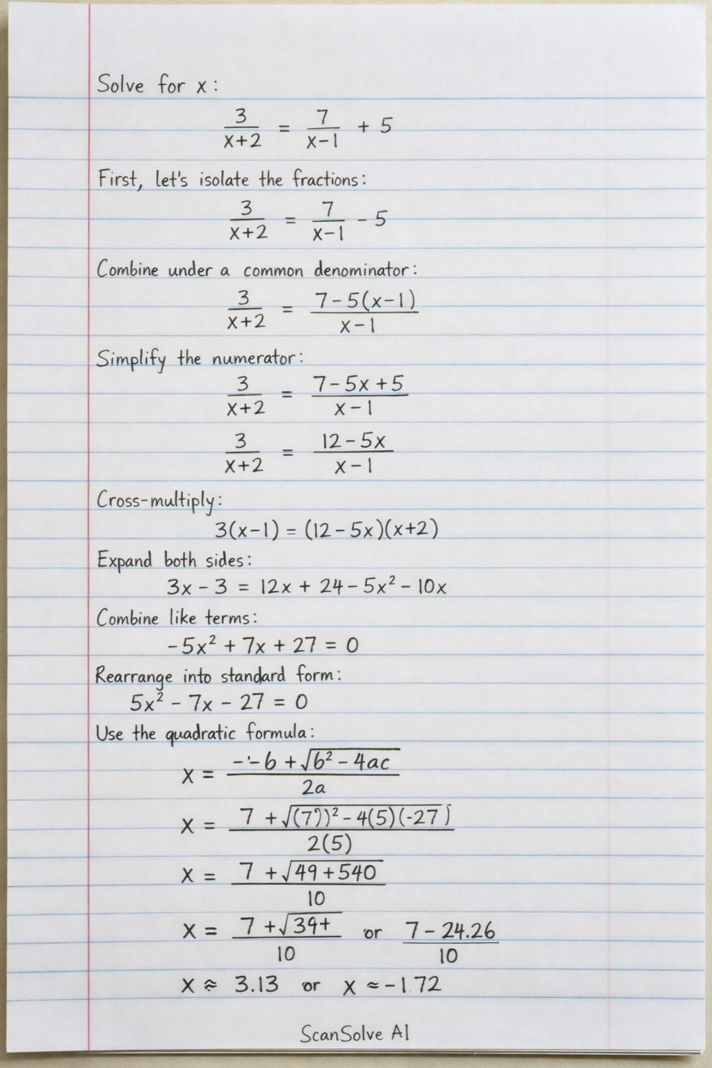 Handwritten step-by-step solution preview
