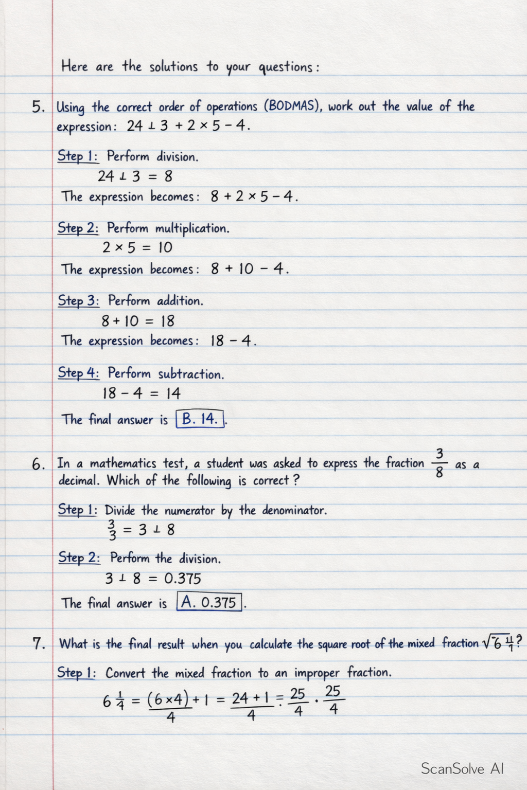 Handwritten step-by-step solution preview