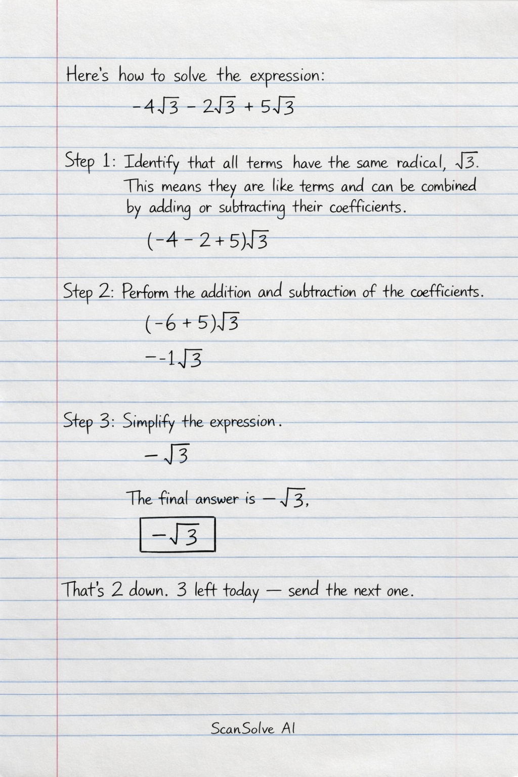 Handwritten step-by-step solution preview