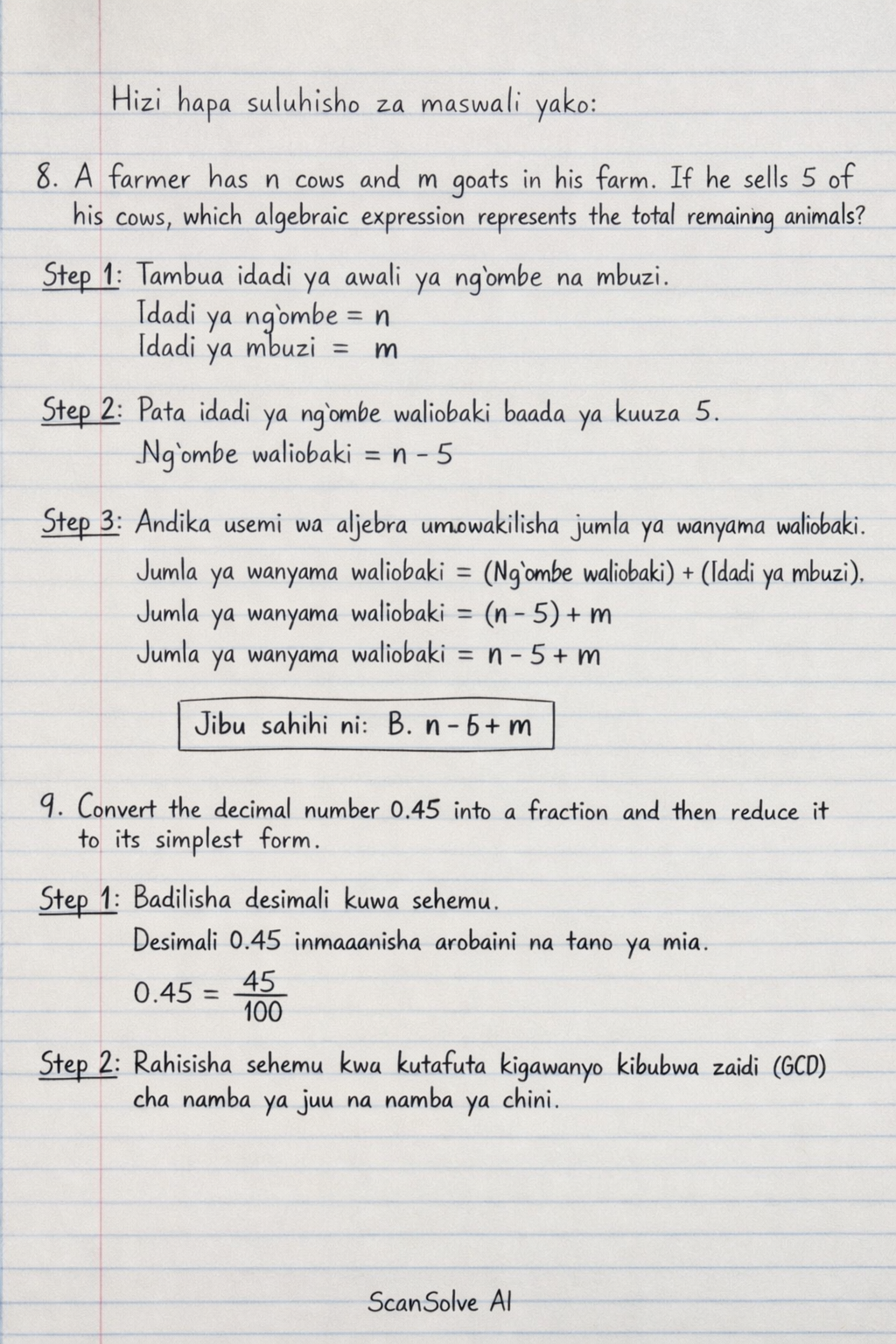 Handwritten step-by-step solution preview