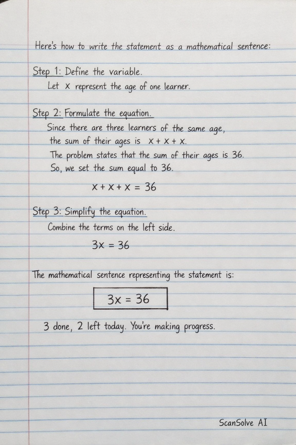 Handwritten step-by-step solution preview