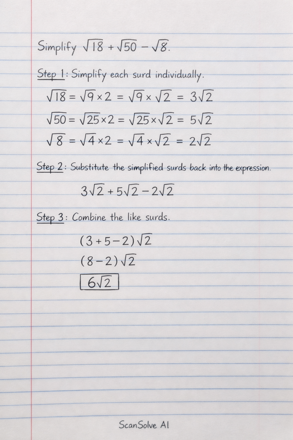 Handwritten step-by-step solution preview