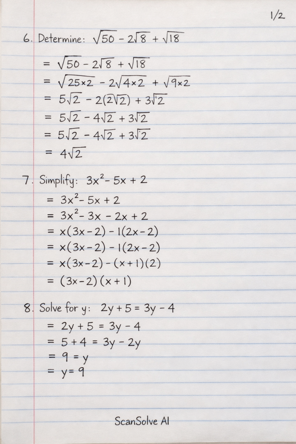Handwritten step-by-step solution preview