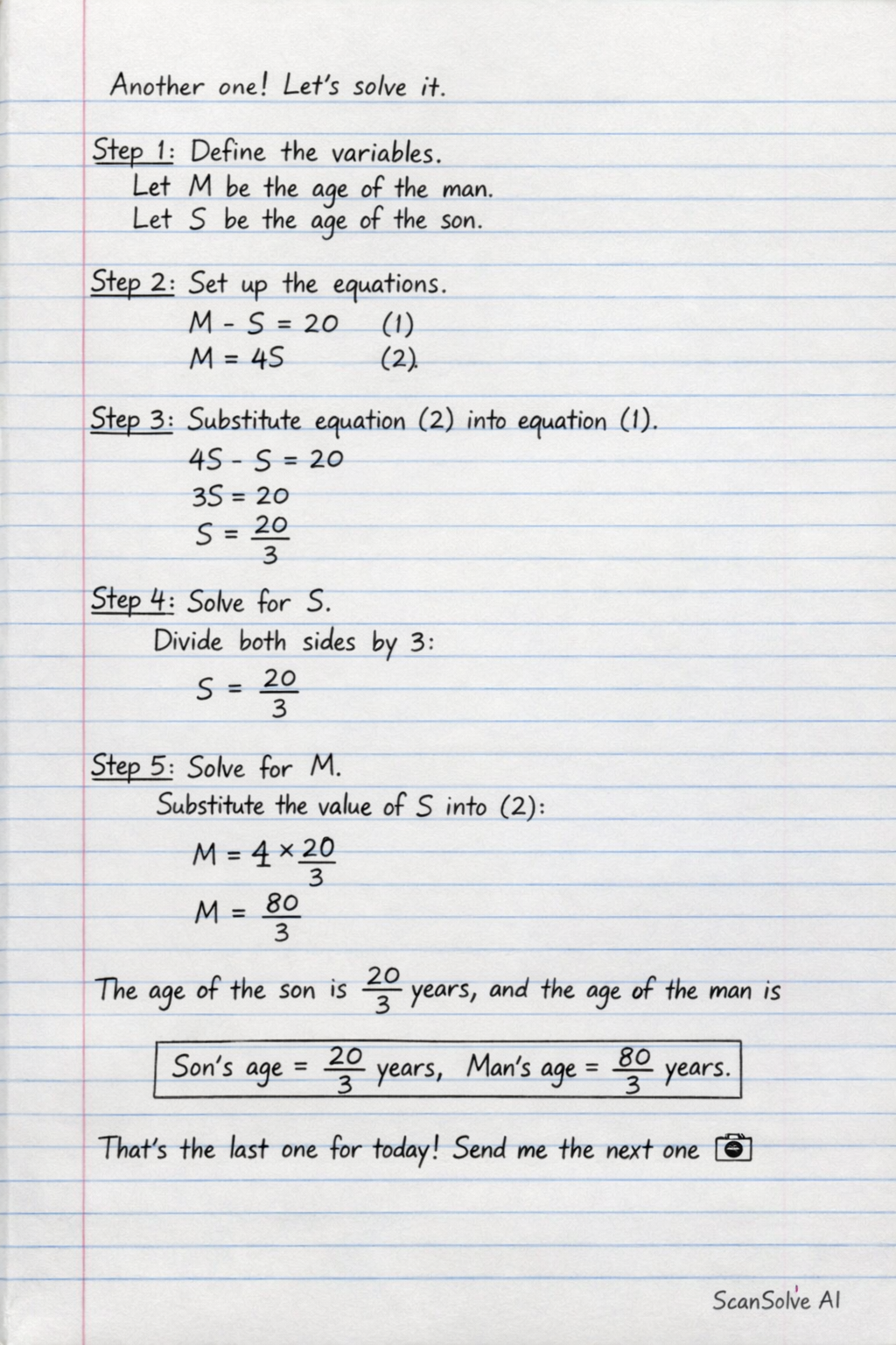 Handwritten step-by-step solution preview
