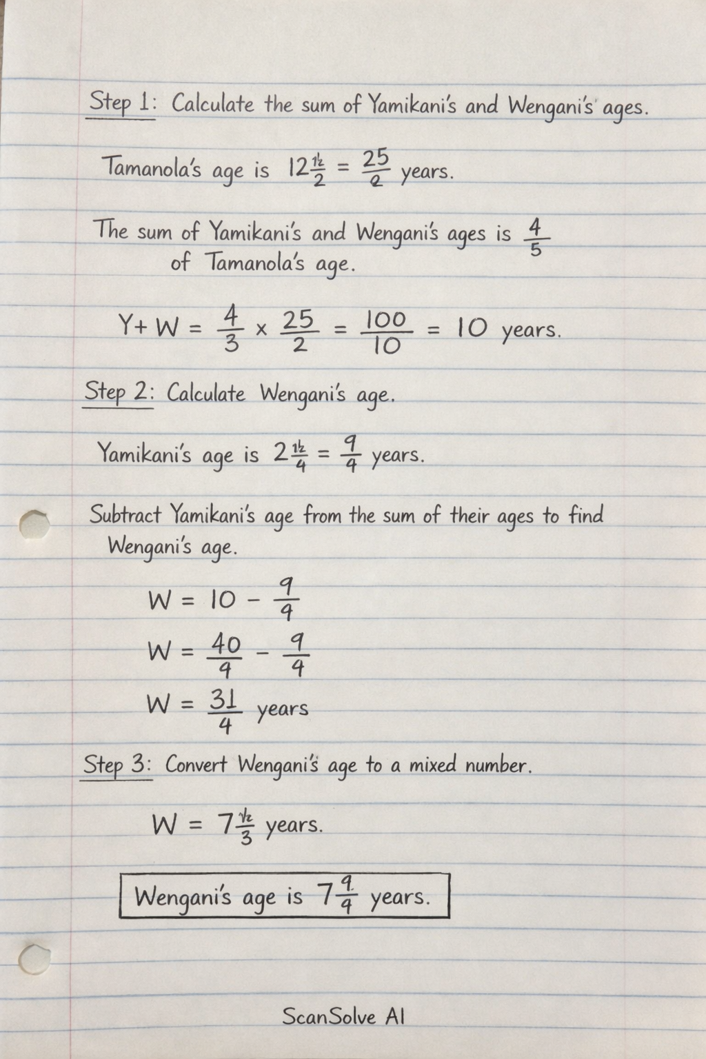 Handwritten step-by-step solution preview