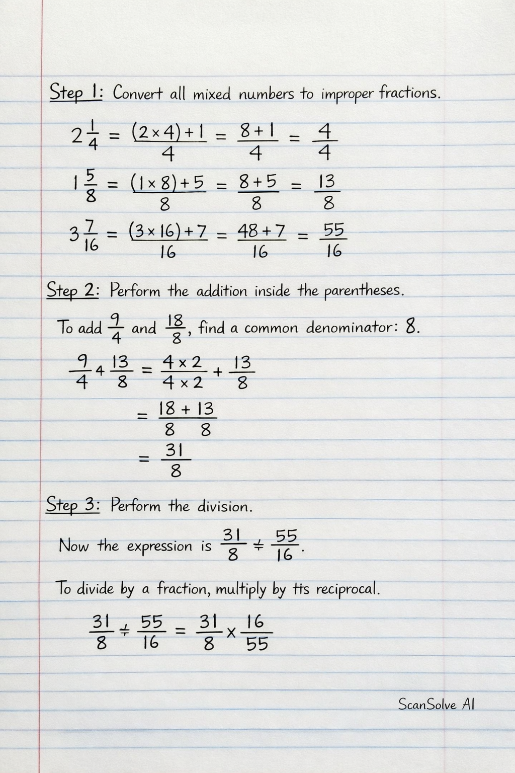 Handwritten step-by-step solution preview